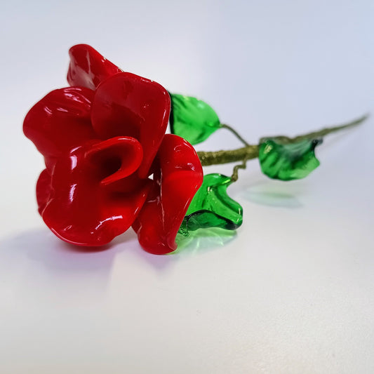 Rosa Rossa in Vetro di Murano Fatta a Mano - Artigianato Veneziano - MantoanMurano